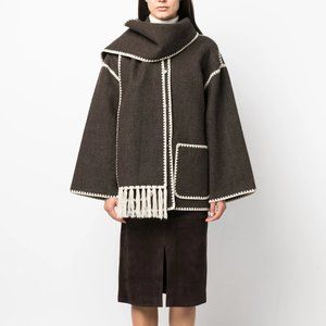 TOTEME Embroidered Scarf Jacket (Chocolate)